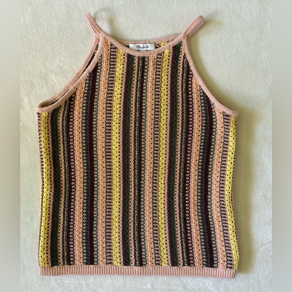 Madewell - muted tones, high neck crochet tank - XS